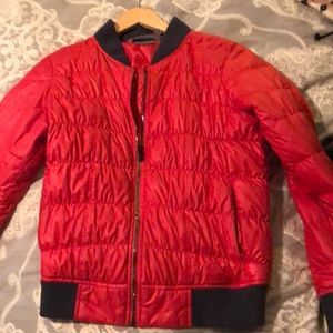 Athleta red down bomber jacket